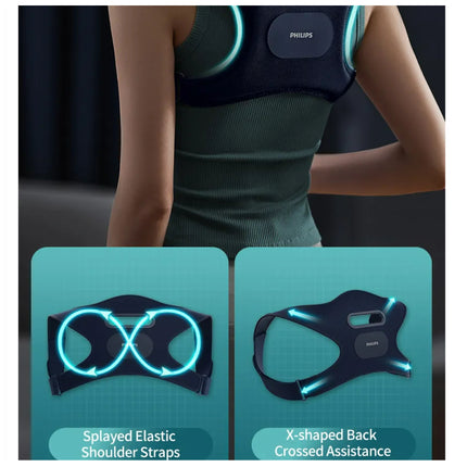 Philips Back Massager PPM4361 Portable Back Brace With VibWave Deep Shoulder Massage - Blue - ORRO HOME