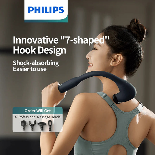 Philips PPM7331 Arc-Shaped Handheld Body Massager with 5-Speed Vibration Frequency Adjustment