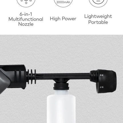 HOTO 20V Cordless High Pressure Washer 6-in-1 Multifunctional Nozzle - Black - ORRO HOME