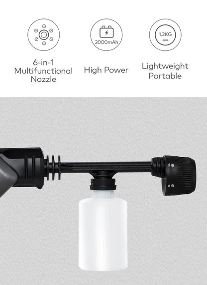 HOTO 20V Cordless High Pressure Washer 6-in-1 Multifunctional Nozzle - Black - ORRO HOME
