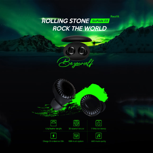 Realfit GoPods E5 TWS Wireless Earphone - Black - ORRO HOME