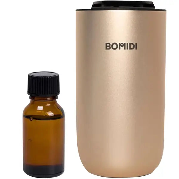 Waterless Nebulizing Aromatherapy Diffuser – Portable Fluid Fine‑Mist Essential Oil Diffuser for Car Type‑C Rechargeable, 2 000 mAh Battery, Low‑Noise (< 41 dB) Air Mist Machine with 15 mL Cote d’Azur Oil Included, AD03-Gold