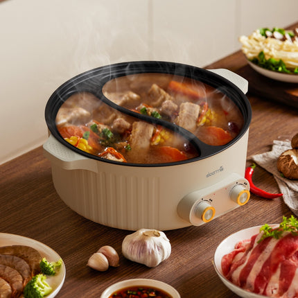 Deerma DG50W Multifunctional Electric Pot Cooking, Double Design - White - ORRO HOME
