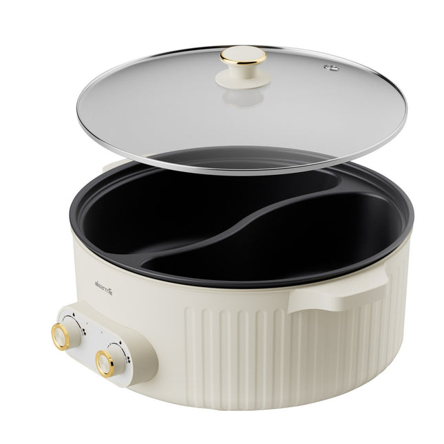 Deerma DG50W Multifunctional Electric Pot Cooking, Double Design - White - ORRO HOME