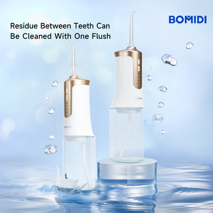 BOMIDI DE02 Portable Water Flosser, 240 ml Water Tank - White/Gold - ORRO HOME