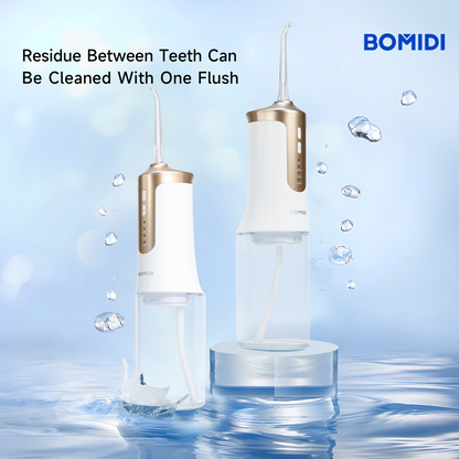 BOMIDI DE02 Portable Water Flosser, 240 ml Water Tank - White/Gold - ORRO HOME
