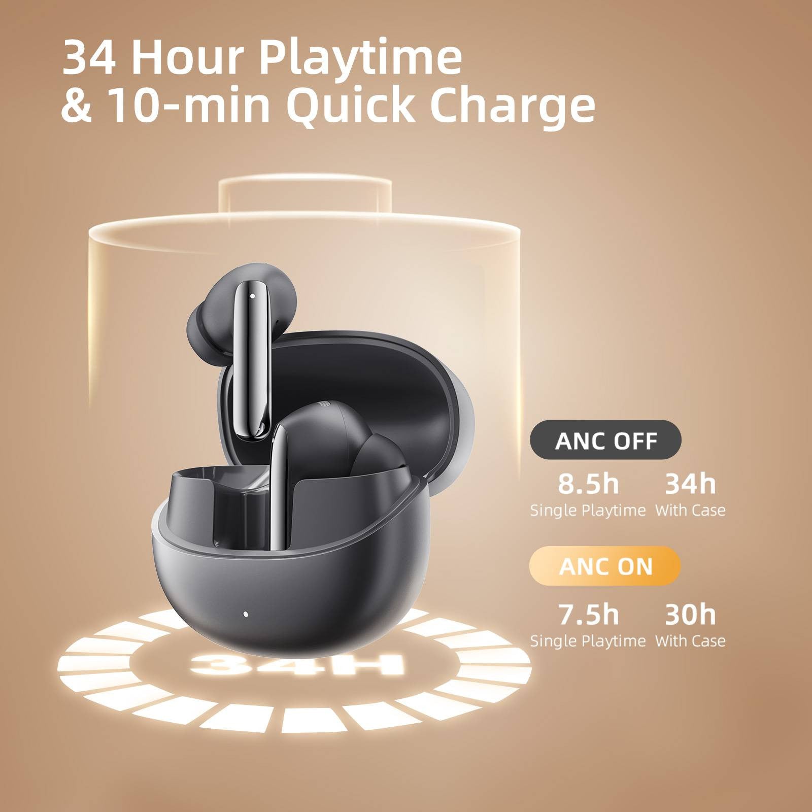 QCY MeloBuds Pro, Wireless Earbuds, Active Noise Cancellation - Black - ORRO HOME