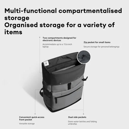 Xiaomi Roll Top Casual Backpack,Stylish Roll Top Design, Can Accommodate a 15.6-inch Laptop - Gray - ORRO HOME