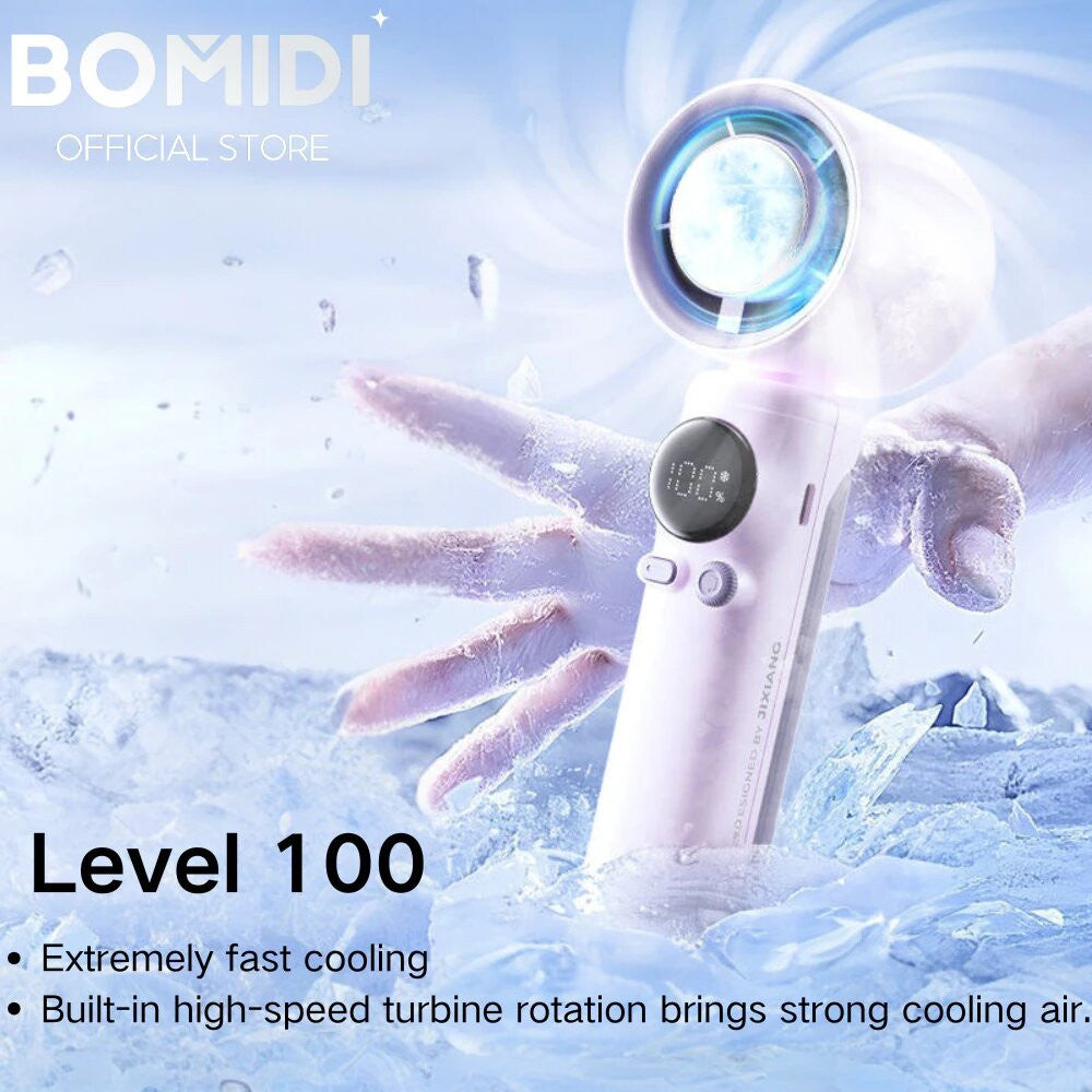 BOMIDI Refrigeration Handheld Fan MF01, Touch Control, 100-Level Wind Speed Adjustment - ORRO HOME