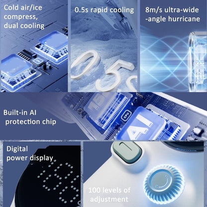 BOMIDI Refrigeration Handheld Fan MF01, Touch Control, 100-Level Wind Speed Adjustment - ORRO HOME