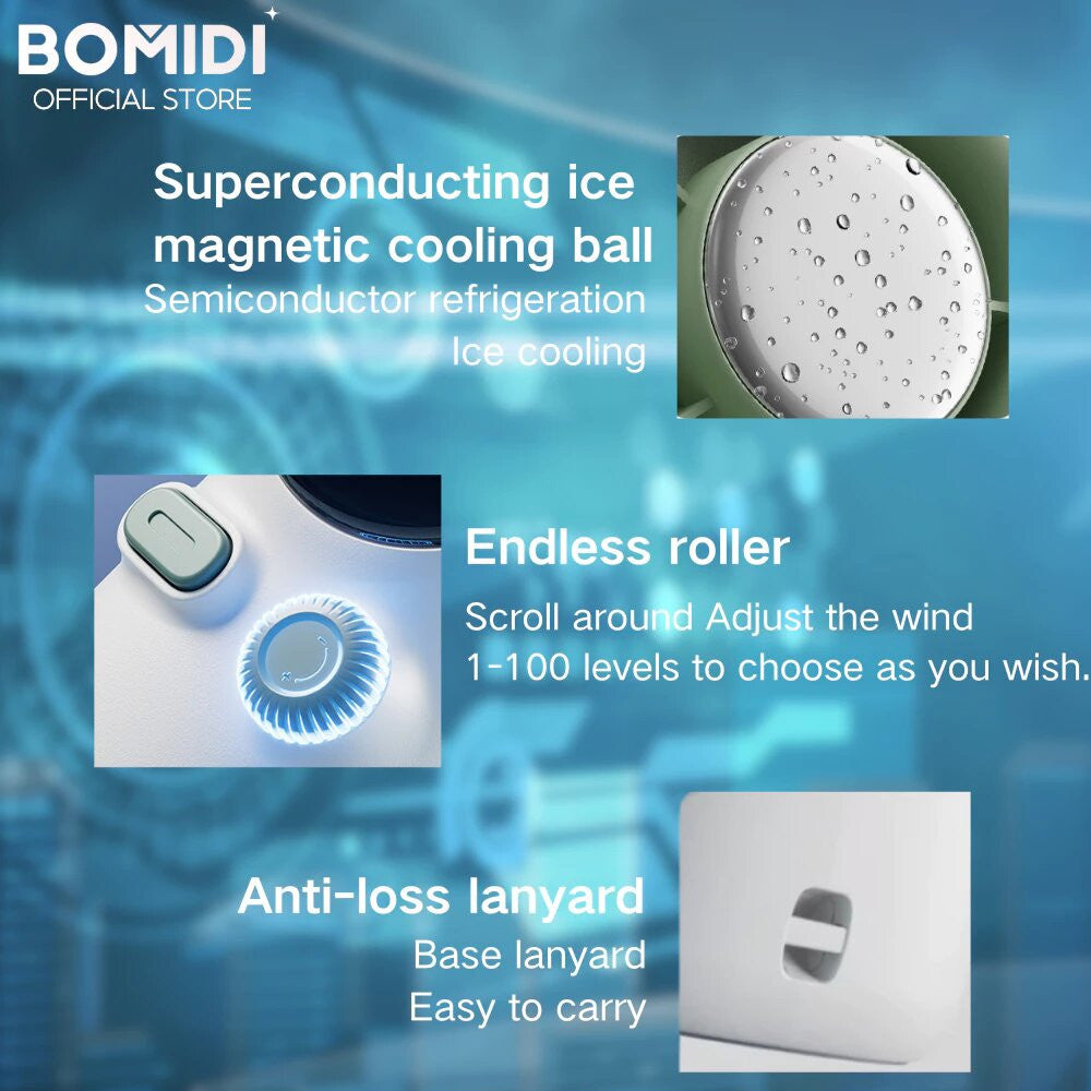 BOMIDI Refrigeration Handheld Fan MF01, Touch Control, 100-Level Wind Speed Adjustment - ORRO HOME