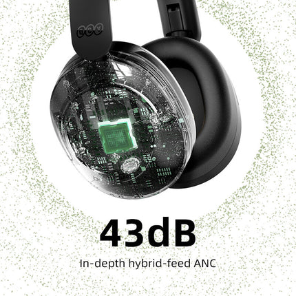 QCY H4 Headphone, Over-Ear Design, Hi-Res Audio, Crystal Clear Call with 43dB Noise Cancellation - Black - ORRO HOME