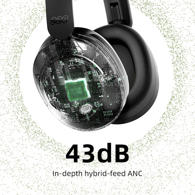 QCY H4 Headphone, Over-Ear Design, Hi-Res Audio, Crystal Clear Call with 43dB Noise Cancellation - Black - ORRO HOME