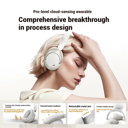 QCY H3 Pro ANC Wireless Over Ear Headphone,50dB Noise Cancelling - White - ORRO HOME