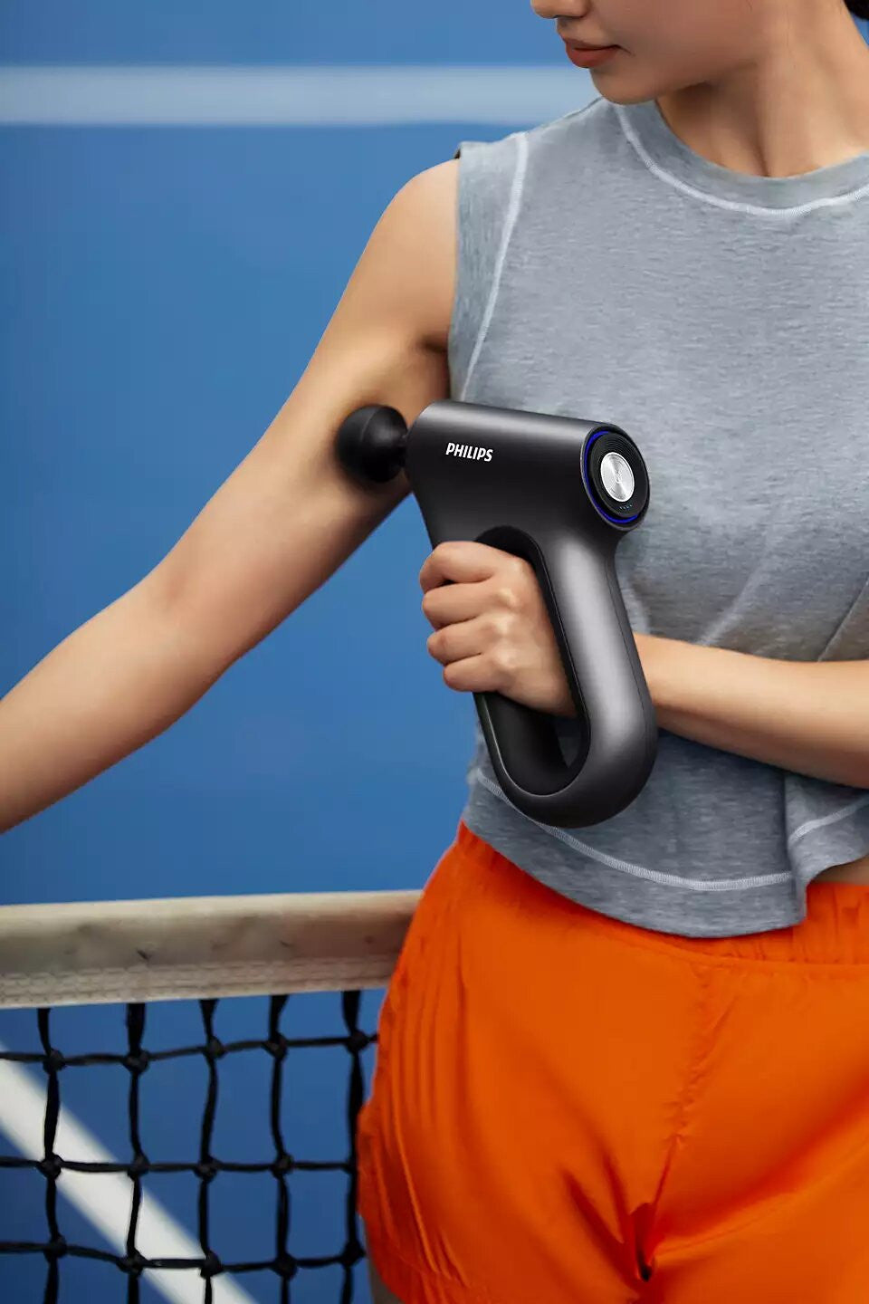Philips Sports Fascia Gun PPM3202G With Multi-Angle Grip Dark Grey - ORRO HOME