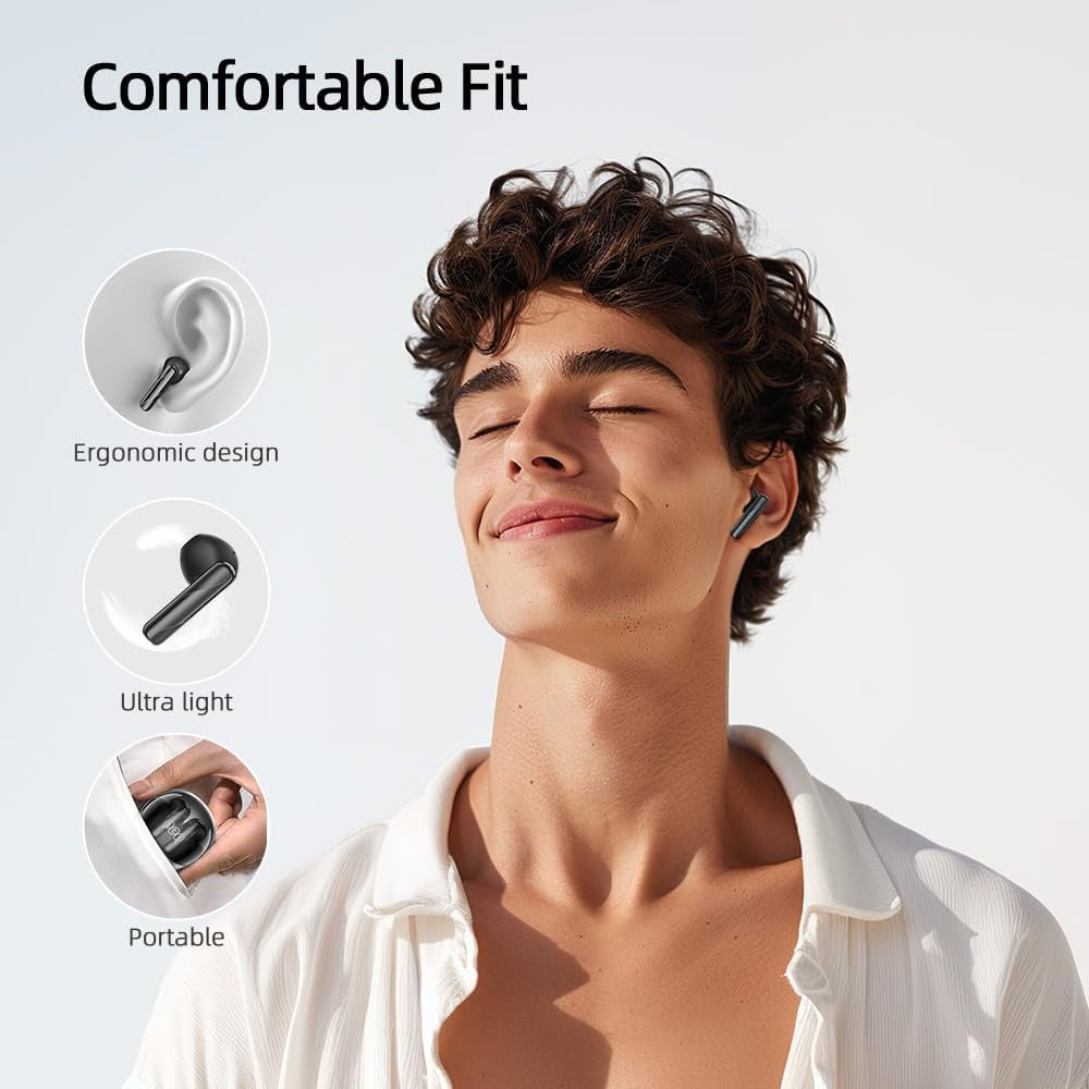 QCY T32 AilyBuds Clear Wireless Earbuds, 5.3 Bluetooth Connection - Black - ORRO HOME