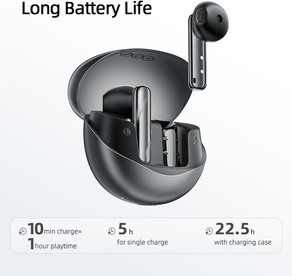 QCY T32 AilyBuds Clear Wireless Earbuds, 5.3 Bluetooth Connection - Black - ORRO HOME