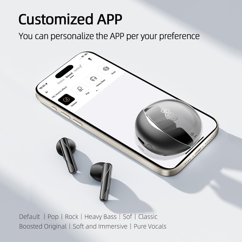 QCY T32 AilyBuds Clear Wireless Earbuds, 5.3 Bluetooth Connection - Black - ORRO HOME