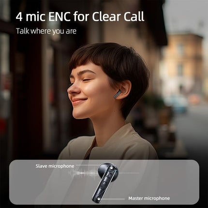 QCY T32 AilyBuds Clear Wireless Earbuds, 5.3 Bluetooth Connection - Black - ORRO HOME