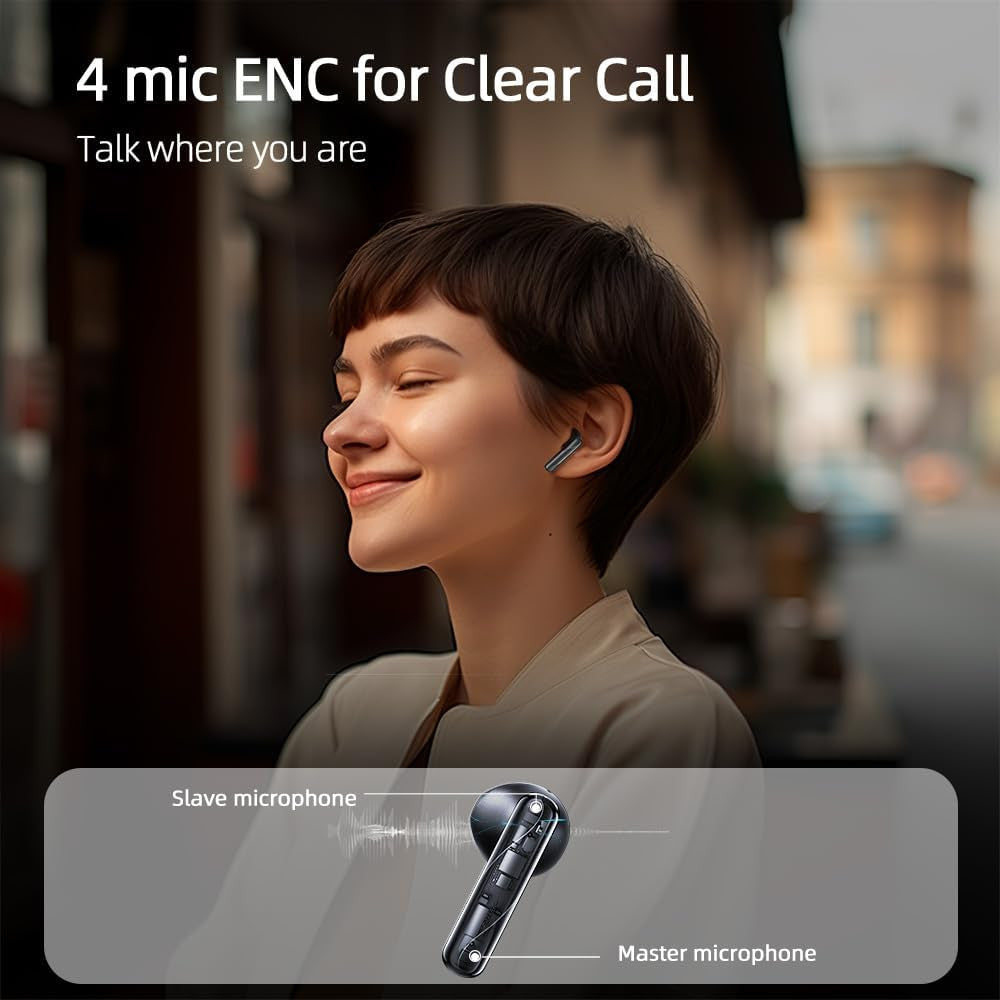 QCY T32 AilyBuds Clear Wireless Earbuds, 5.3 Bluetooth Connection - Black - ORRO HOME