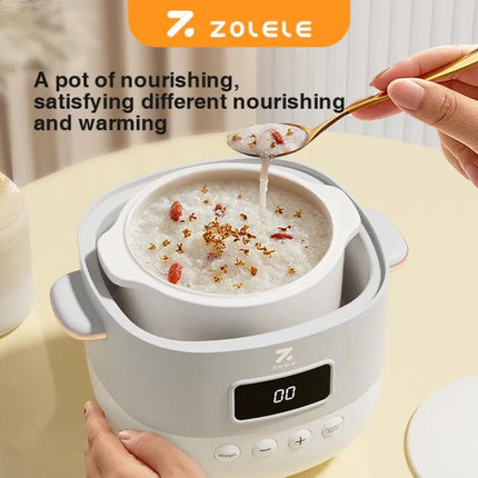 ZOLELE ES101 Elctric Stew Pot Smart Slow Cooker, 1 Liter Capacity Ceramic Inner Pot - White - ORRO HOME