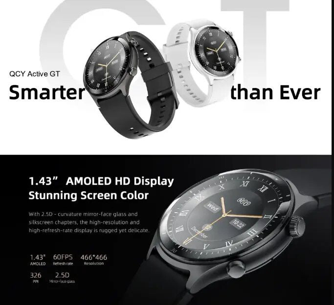 QCY Active GT Bluetooth Calling Smart Watch, Sleek and Stylish Design - Black - ORRO HOME