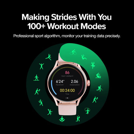 QCY Watch Elite Smartwatch 1.19" AMOLED Screen Display, Stylistic Design - Pink - ORRO HOME