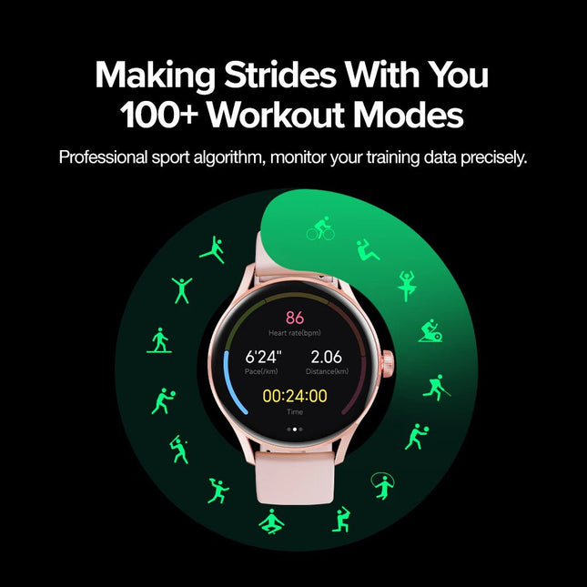 QCY Watch Elite Smartwatch 1.19" AMOLED Screen Display, Stylistic Design - Pink - ORRO HOME