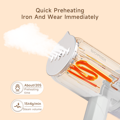 BOMIDI GS01 Steaming Iron, 1200W Powerful Steam Output, 140 ml Large Water Tank Capacity - White - ORRO HOME