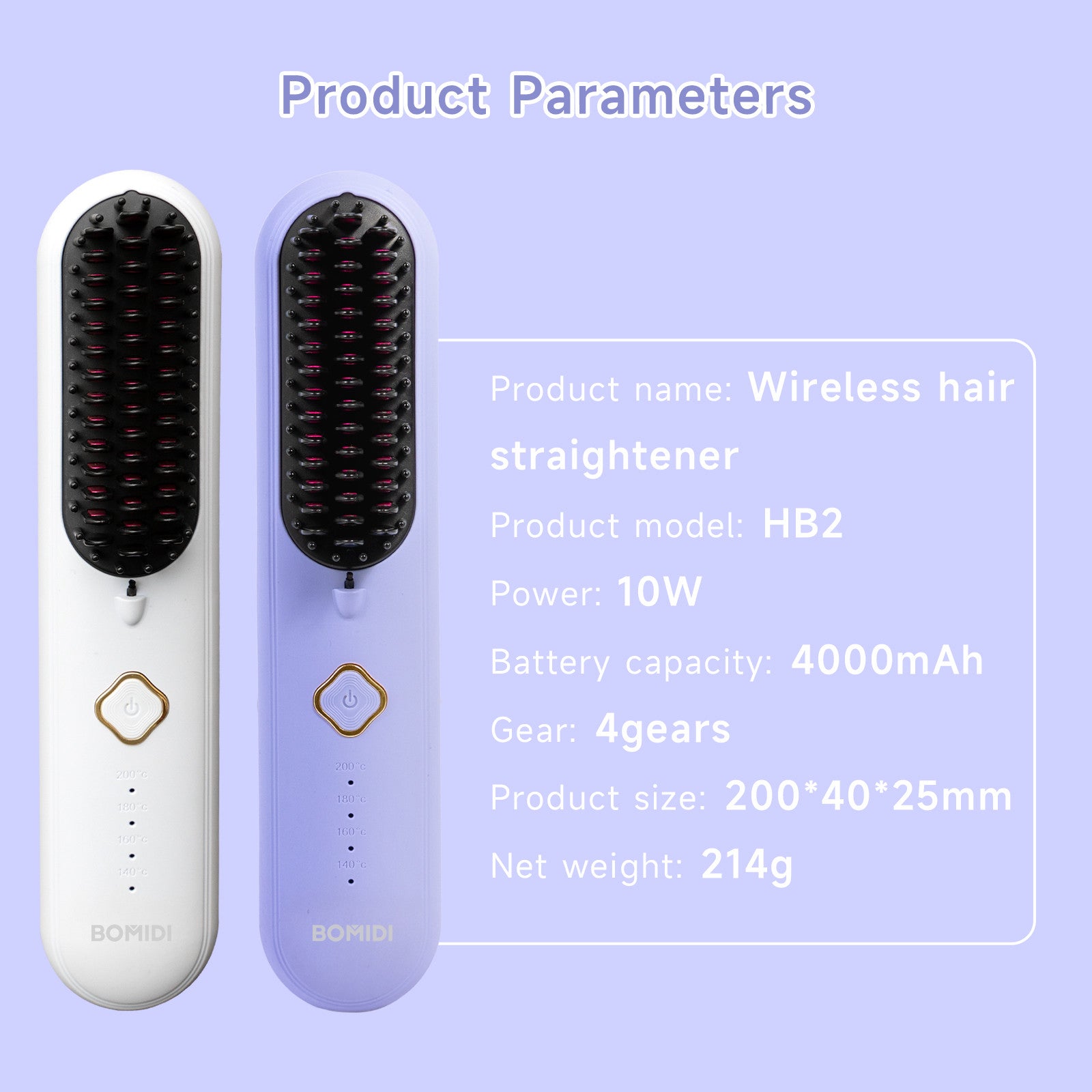 BOMIDI HB2 Wireless Hair Straightener Comb for Various Hair Style USB Rechargeable - ORRO HOME