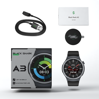 Black Shark A3 Smart Watch 1.53 Inch Display,14 Days Regular Use Battery Life - Black - ORRO HOME