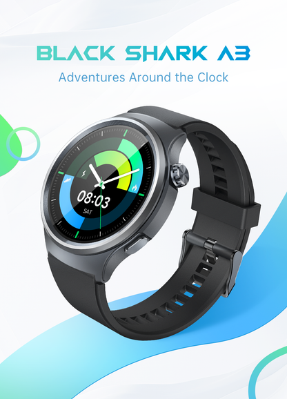 Black Shark A3 Smart Watch 1.53 Inch Display,14 Days Regular Use Battery Life - Black - ORRO HOME