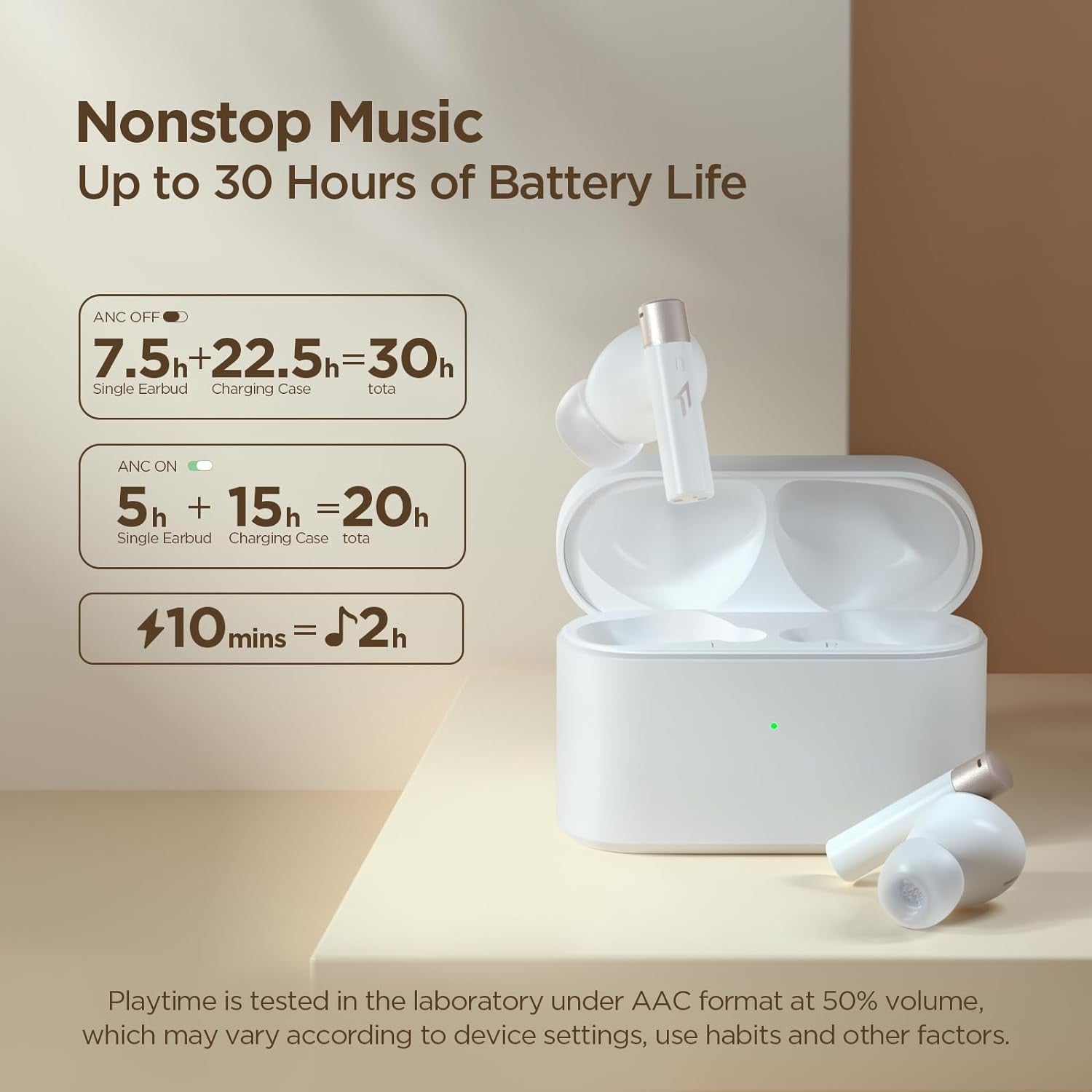 1MORE Q30 Wireless Earbuds With 42dB Active Noise Cancellation (ANC) - White - ORRO HOME
