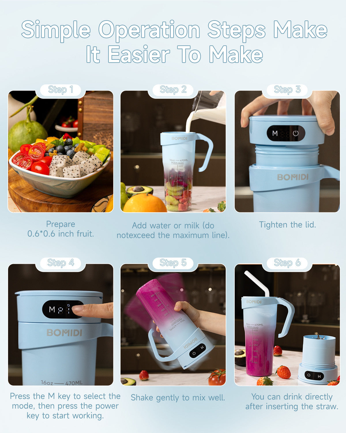 BOMIDI Juicer Cup JB01 Blue Type-C - ORRO HOME