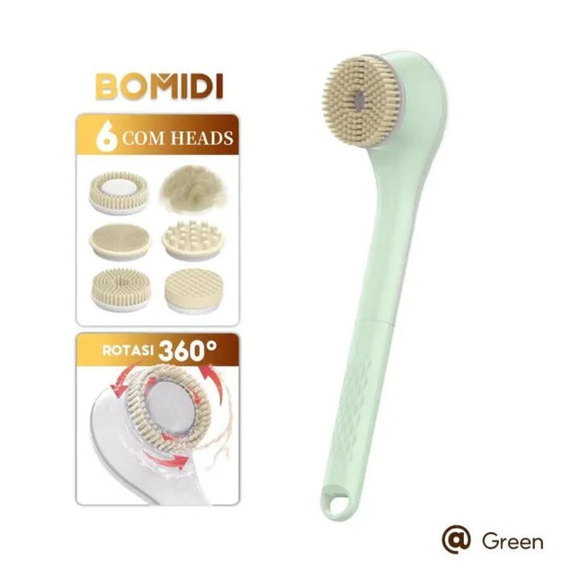 BOMIDI EB01 Electric Shower Brush, 6-in-1 functionality, IPX7 Waterproof design, Rechargeable - Green - ORRO HOME