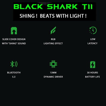 Black Shark Earphone T11 With Low Latency Mode, Metallic Design - ORRO HOME