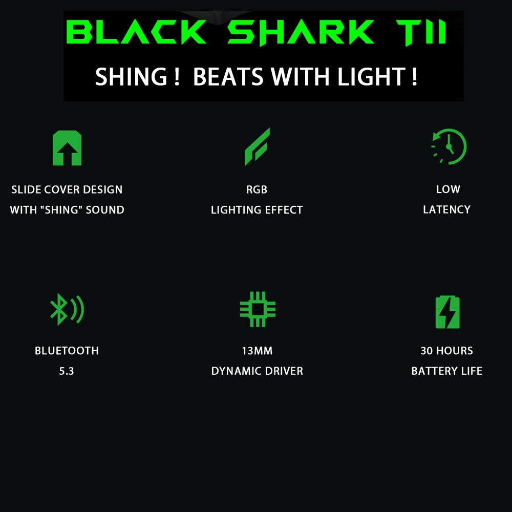 Black Shark Earphone T11 With Low Latency Mode, Metallic Design - ORRO HOME