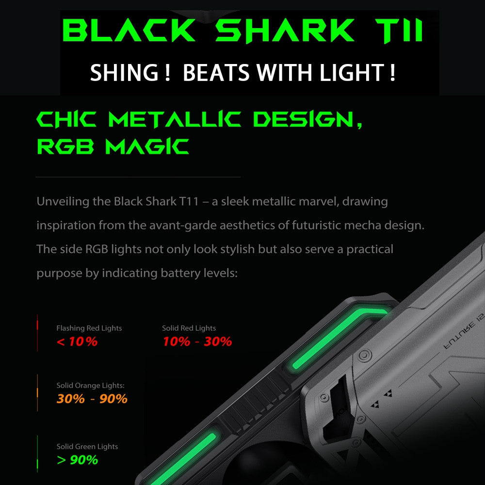 Black Shark Earphone T11 With Low Latency Mode, Metallic Design - ORRO HOME