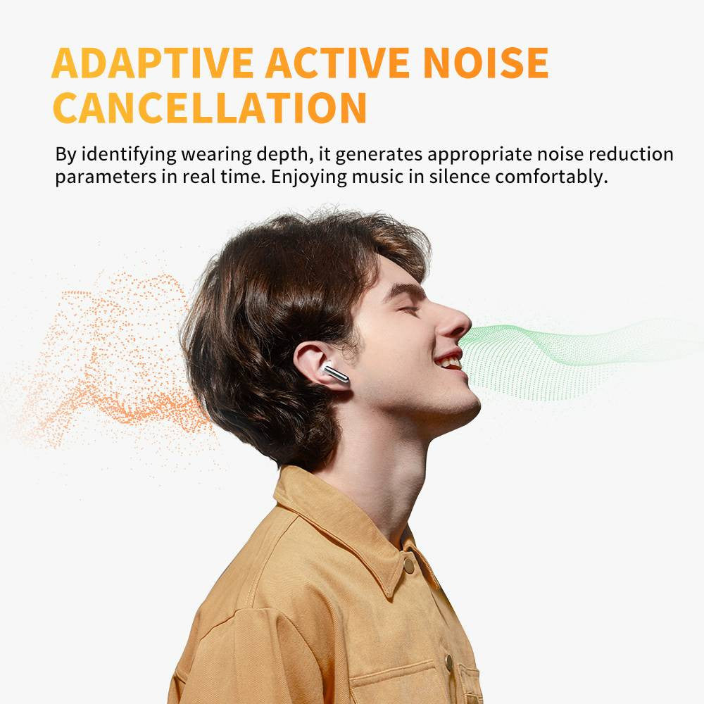 QCY AilyBuds Pro Earphone Adaptive ANC,Multiple ANC Modes - White - ORRO HOME