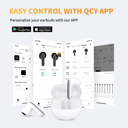 QCY AilyBuds Pro Earphone Adaptive ANC,Multiple ANC Modes - White - ORRO HOME