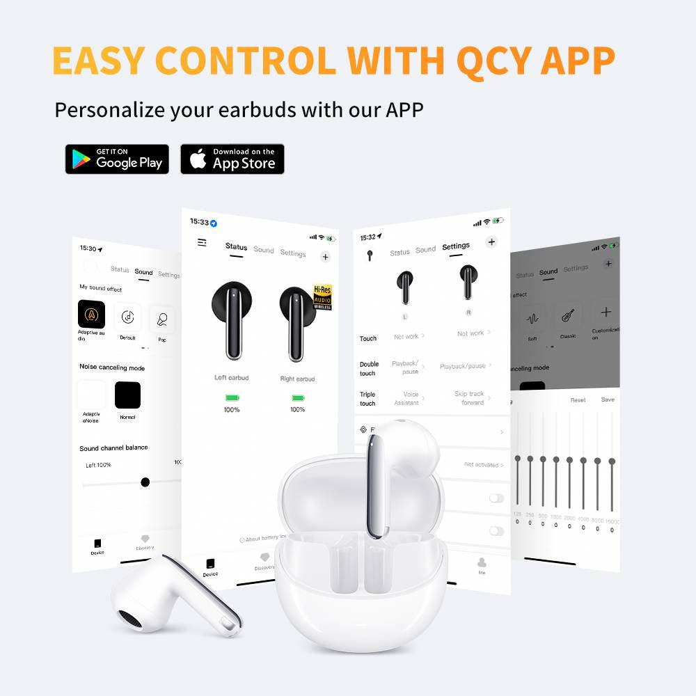 QCY AilyBuds Pro Earphone Adaptive ANC,Multiple ANC Modes - White - ORRO HOME