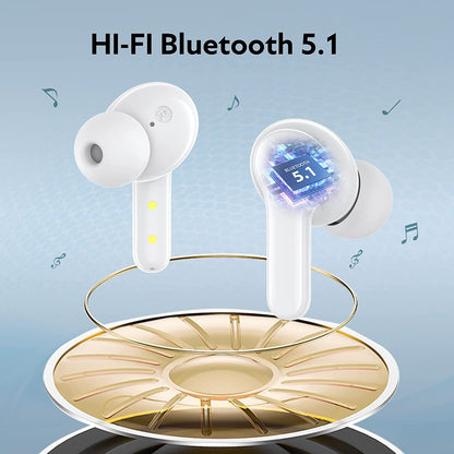 QCY T13 ANC Earbuds Featuring Active Noise Cancellation Adjustable ANC - White - ORRO HOME