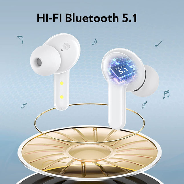 QCY T13 ANC Earbuds Featuring Active Noise Cancellation Adjustable ANC - White - ORRO HOME