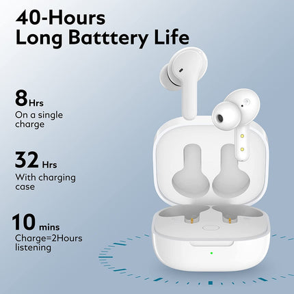 QCY T13 ANC Earbuds Featuring Active Noise Cancellation Adjustable ANC - White - ORRO HOME
