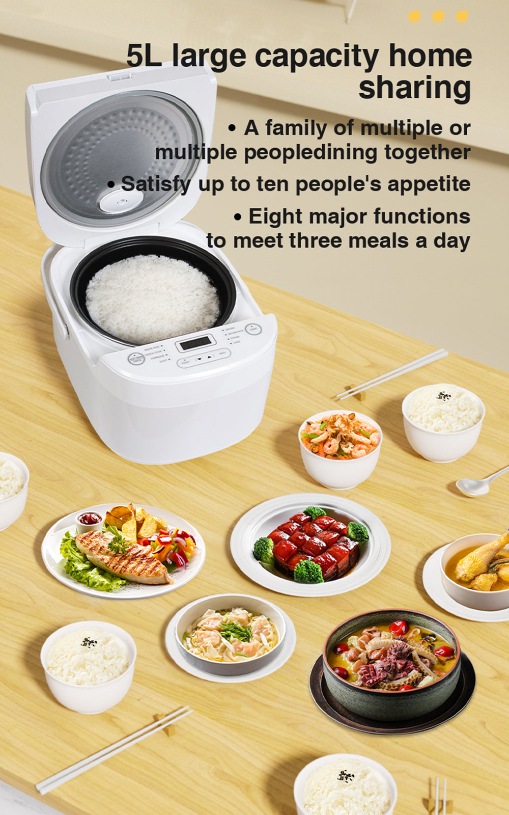 ZOLELE Smart Rice Cooker 5L ZB600 - White - ORRO HOME