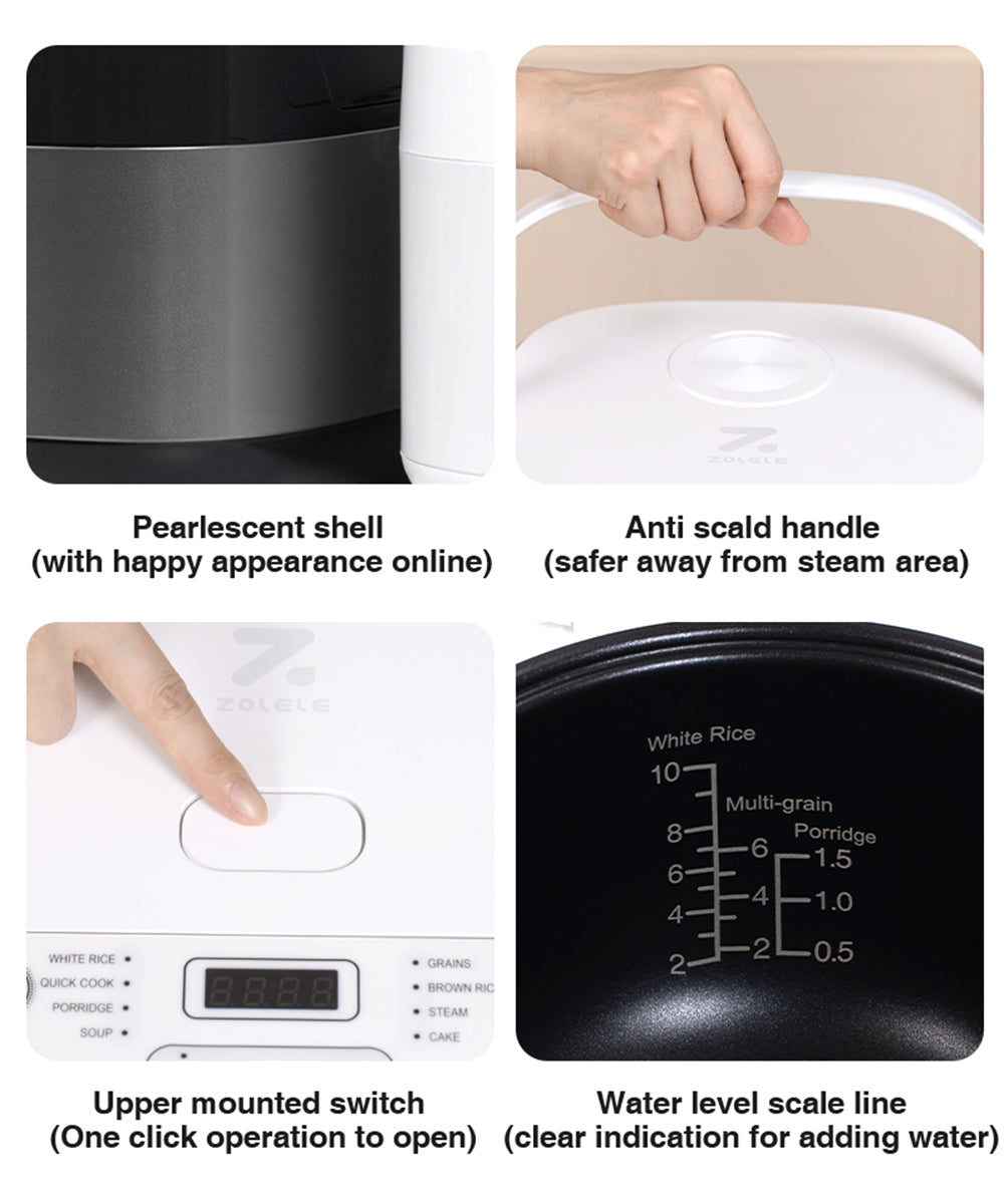 ZOLELE Smart Rice Cooker 5L ZB600 - White - ORRO HOME