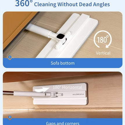 Flat Floor Mop – 360° Spin Mop for Wet & Dry Cleaning with Visual Water Bucket - BOMIDI M21