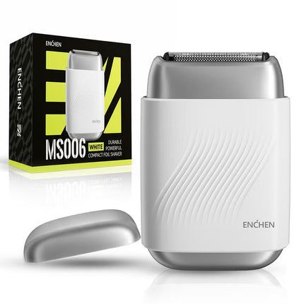 MS006 Mini Compact Foil Shaver 3D Floating Triple-Blade System 6800 RPM/min Type-C Rechargeable Pocket-Size Shaver-White