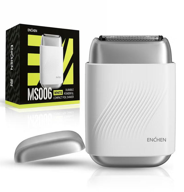 MS006 Mini Compact Foil Shaver 3D Floating Triple-Blade System 6800 RPM/min Type-C Rechargeable Pocket-Size Shaver-White