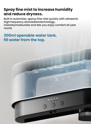 3-in-1 Aroma Air Diffuser 300ml Ultrasonic Humidifier with Essential Oil Function, Flame Effect LED Light, Adjustable Timer, Quiet Mist for Bedroom, Office, Home